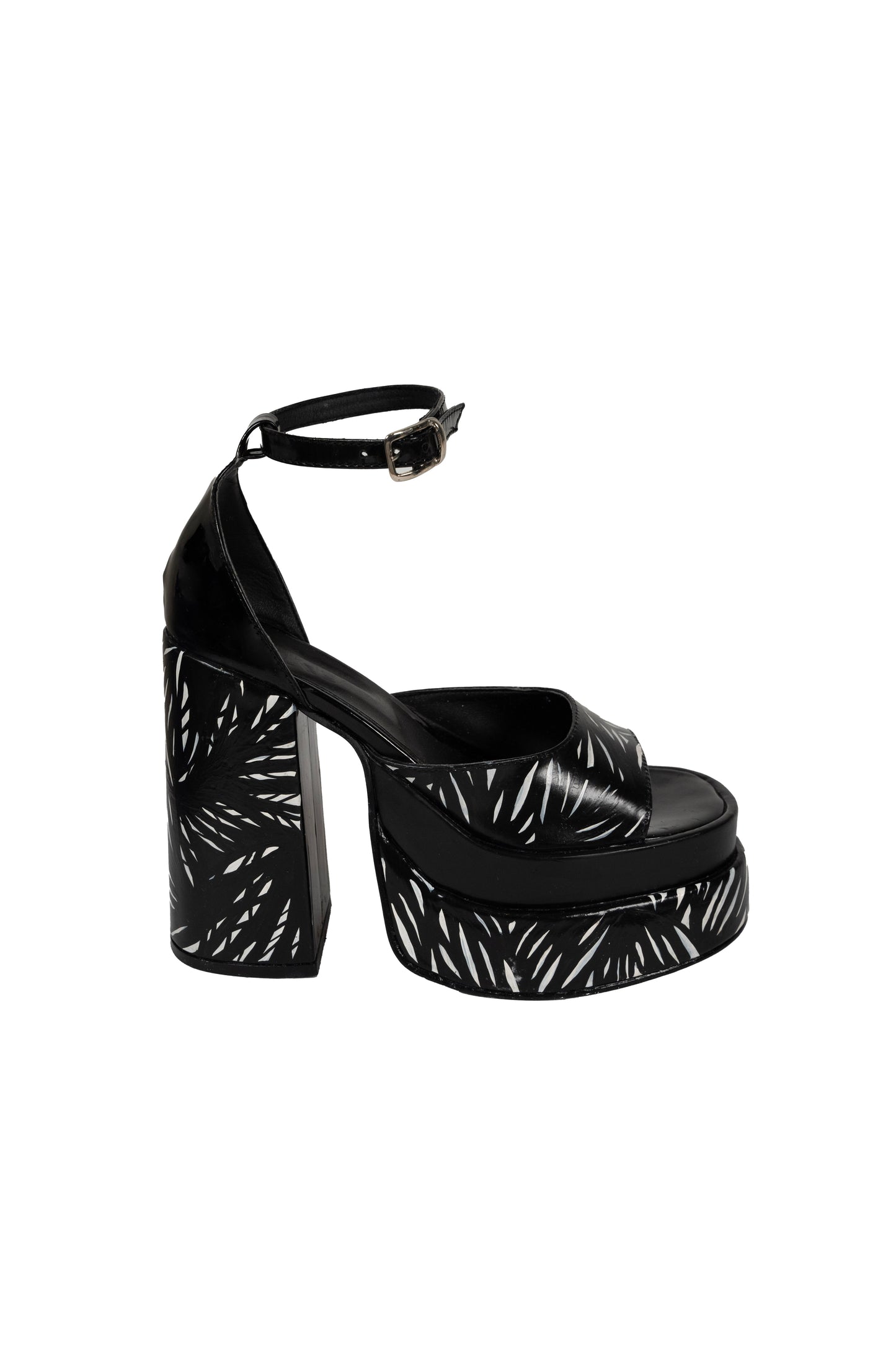 Qatar Black Platform Sandal GENUINE LEATHER Collab ORI