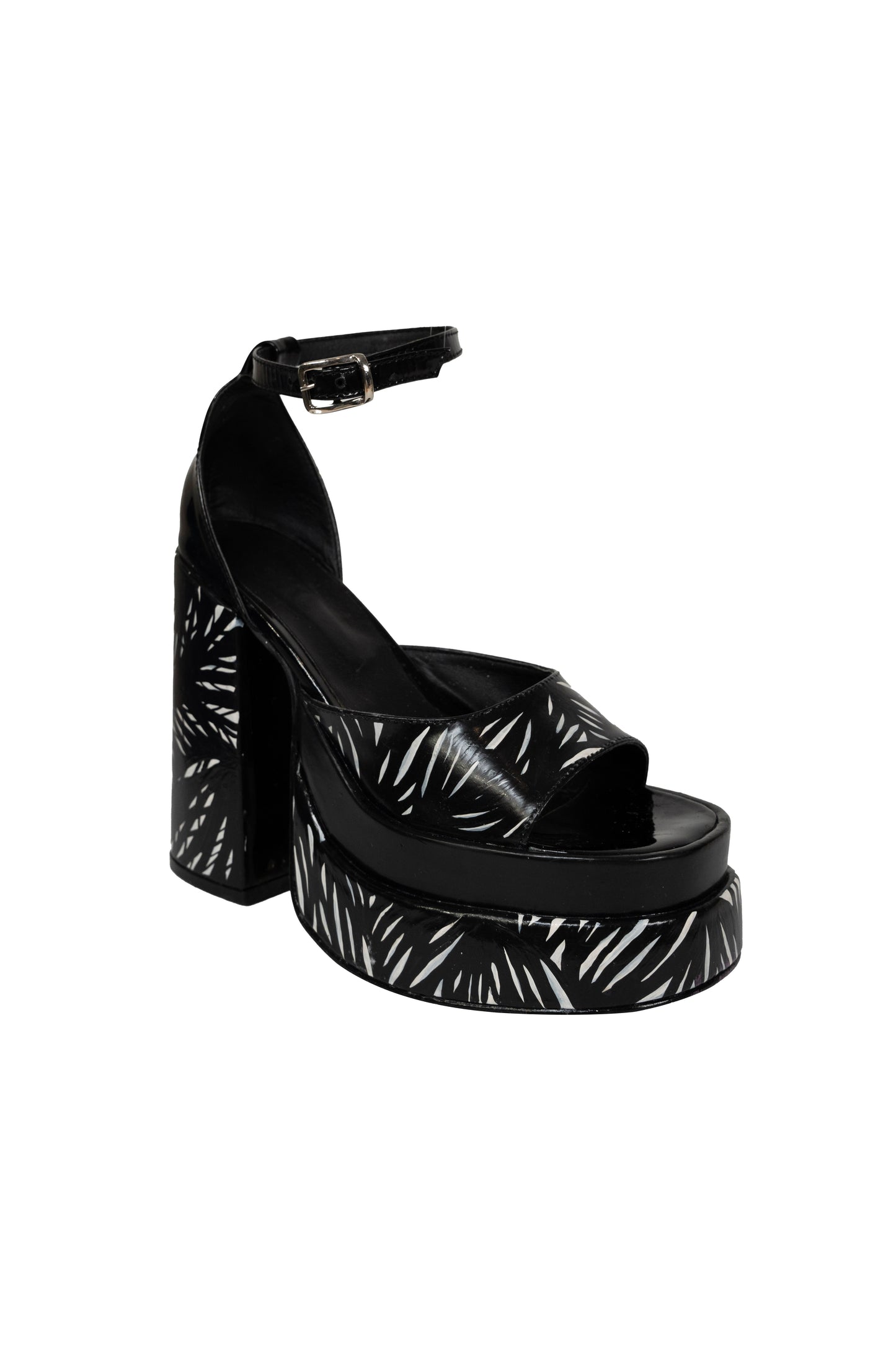 Qatar Black Platform Sandal GENUINE LEATHER Collab ORI