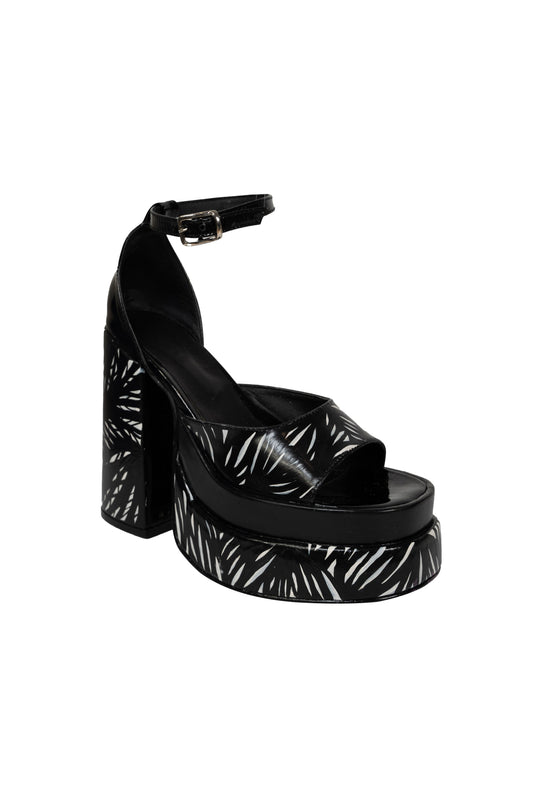 Qatar Black Platform Sandal GENUINE LEATHER Collab ORI