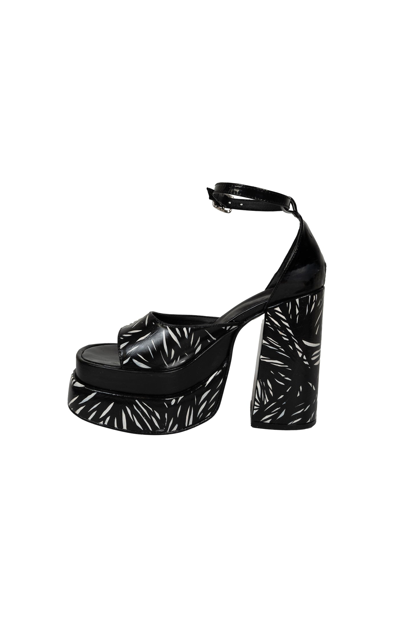 Qatar Black Platform Sandal GENUINE LEATHER Collab ORI